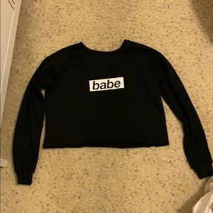 Black cropped sweater: